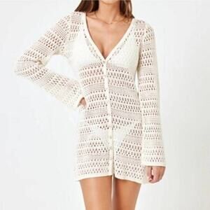 NWTs  L*SPACE Sofia Cover-Up Button Down Cardigan in cream (L)